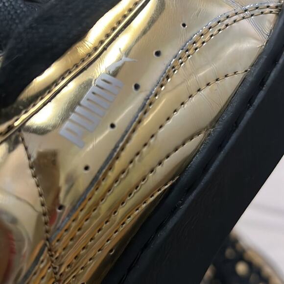 PUMA GOLD METALLIC BASKET PLATFORM SNEAKERS SIZE 8.5 - Picture 7 of 7